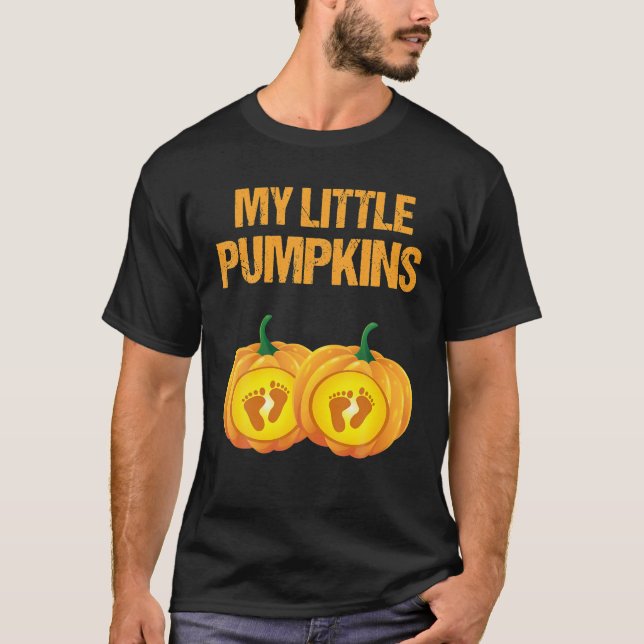 My Little Pumpkins Pregnancy Announcement Twins T-Shirt (Front)