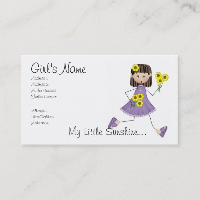 My Little Sunshine Mommy Card (Front)