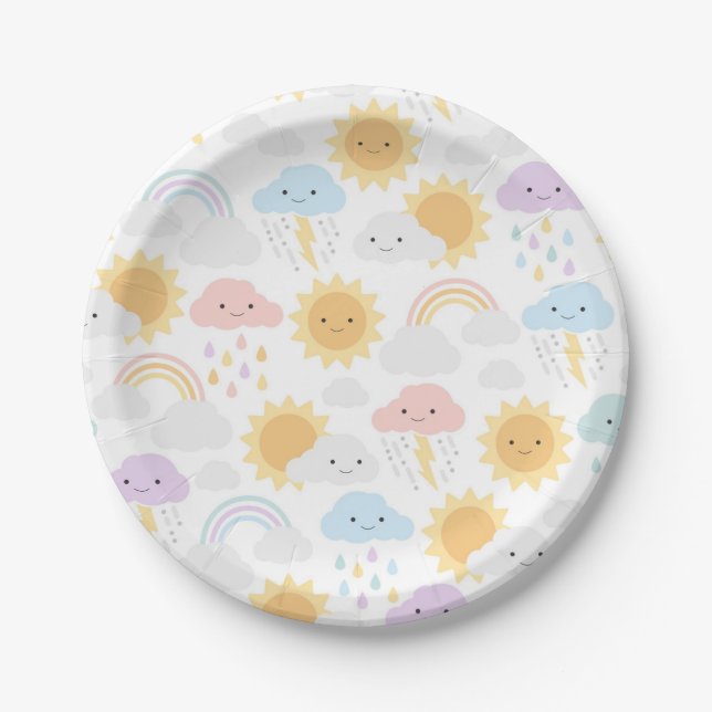 My Little Sunshine Rainbows & Clouds Party Plates (Front)