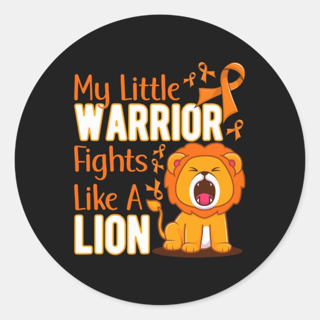 My Little Warrior Fights Like A Lion Leukaemia Awa Classic Round Sticker (Front)