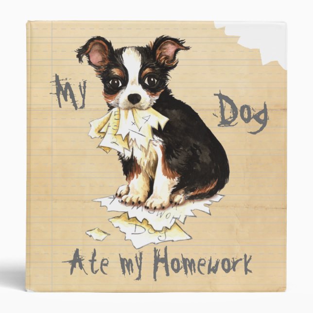 My Long Coat Chihuahua Ate My Homework Binder (Front)