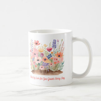 My Love for You Grows Every Day Custom Watercolor  Coffee Mug