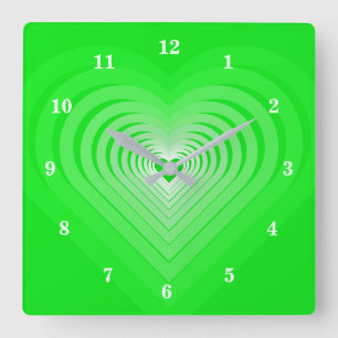 My Love - Green Heart Square Wall Clock