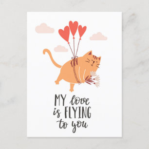 My love is flying to you postcard