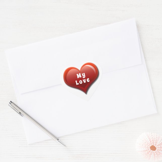 My Love Modern Red Heart Sticker (Envelope)