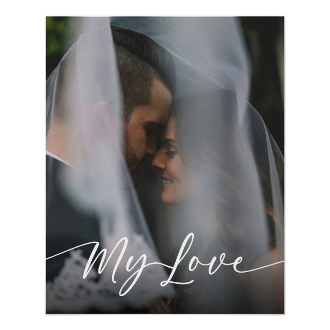 My Love Modern Script Wedding Photo Poster (Front)