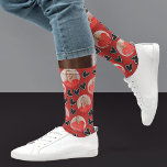 My Love, My Socks: Personalized Valentine's Day  Socks<br><div class="desc">Surprise your special someone with "My Love, My Socks" – a unique Valentine's Day gift crafted just for him. These charming socks feature a vibrant red background adorned with a pattern of two different circular photos of you, surrounded by whimsical black and white hearts. Designed to bring joy and add...</div>