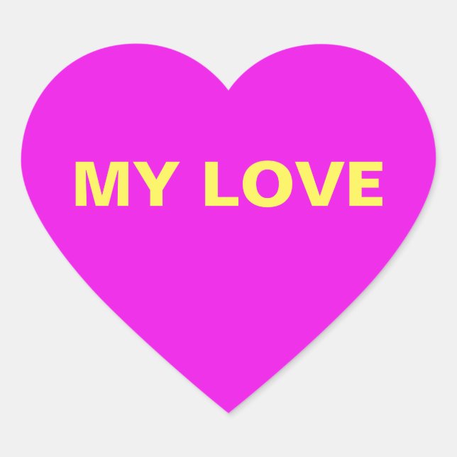 My Love Pink  Heart Sticker (Front)