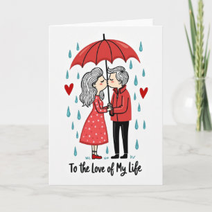 My Love Romantic Rain Kiss Card