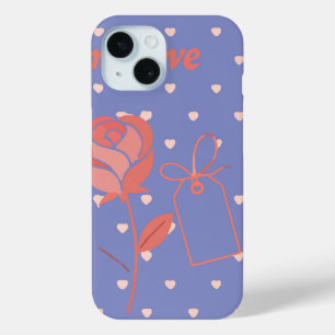 My Love Rose and Heart Background iPhone 15 Case