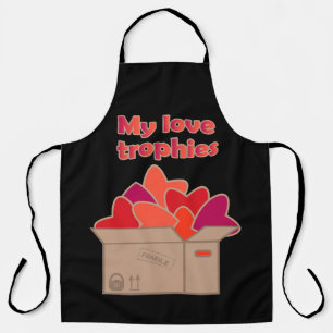 My love trophies in box full of Valentines hearts Apron