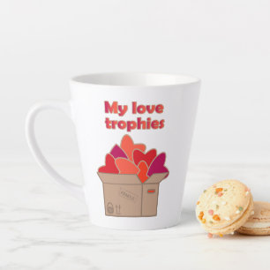 My love trophies in box full of Valentines hearts Latte Mug