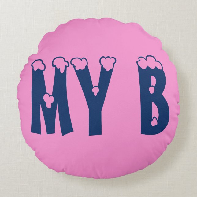 My Lovely Baby Pink Princess Monogram Design Art Round Pillow (Front)