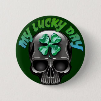 My Luck Day Skull Button