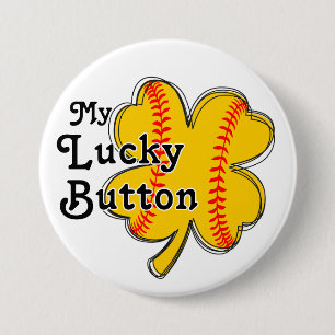 My Lucky Button Softball four leaf clover design