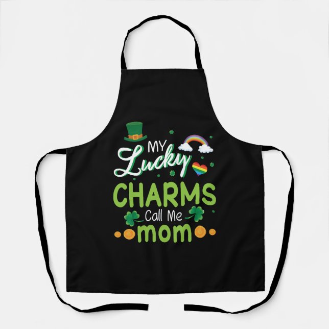 My Lucky Charms Call Me Mom Happy Saint Patrick Apron (Front)