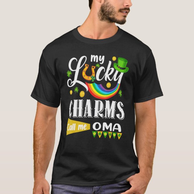 My Lucky Charms Call Me Oma St Patricks Day Shamro T-Shirt (Front)