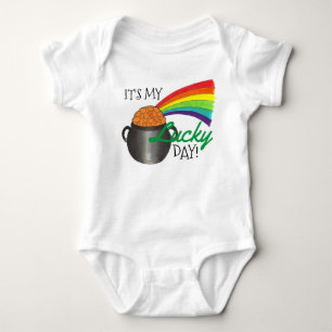 My Lucky Day Rainbow Pot of Gold St. Patrick's Day Baby Bodysuit