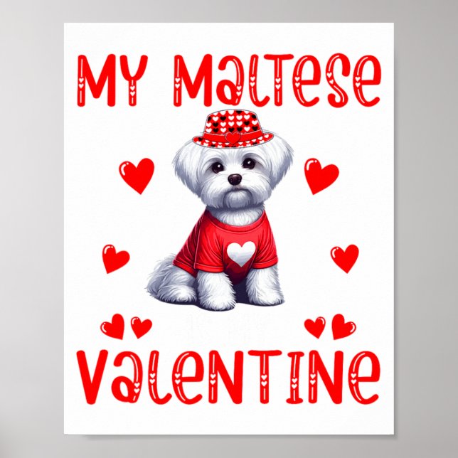 My Maltese Is My Valentine Hearts Costume Single O Poster (Front)
