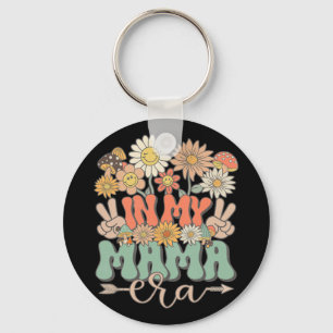 My Mama Era Floral Hippie Groovy Retro Daisy Mothe Keychain