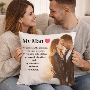My Man Love Romantic couple Quote Throw Pillow