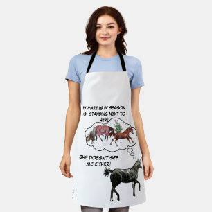 MY MARE IS IN SEASON, FUNNY HORSE COMIC APRON