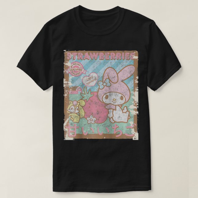 My Melody Strawberry Picking Strawberries Farm Rag T-Shirt (Design Front)