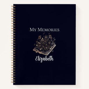 My memories elegant gift blue and gold color notebook