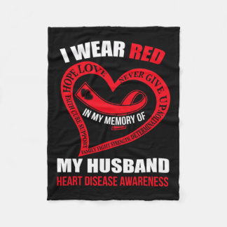 My Memory Of My Husband Heart Disease Awareness  Fleece Blanket