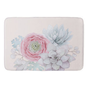 My mexican pastel pink succulent garden bath mat
