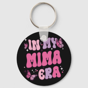 My Mima Era Funny Butterfly Groovy Retro Mothers D Keychain