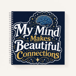 My Mind Makes Beautiful Connections Vintage Brain Notebook