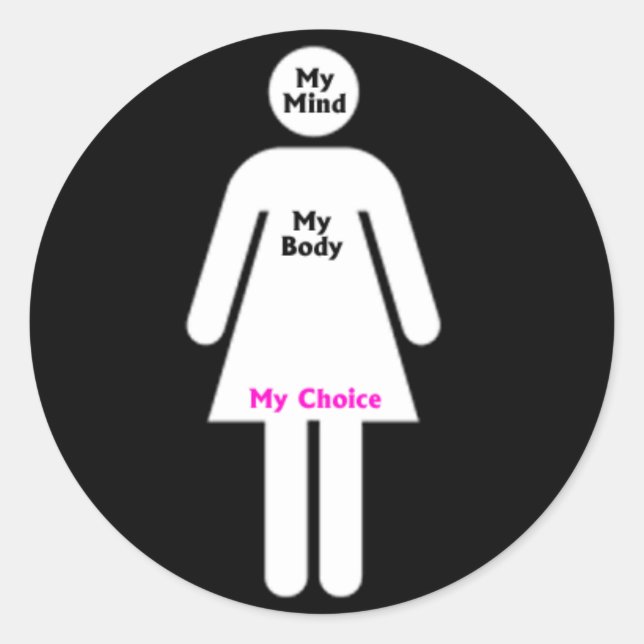 My mind, My body, My choice. Pro choice Sticker (Front)