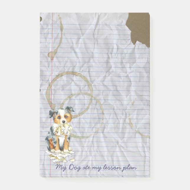 My Mini American Shepherd Ate My Lesson Plan Post-it Notes (Front)