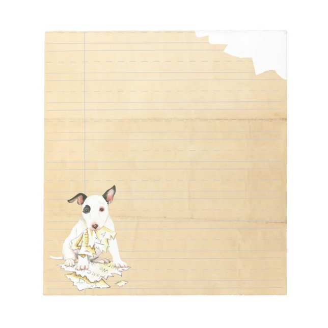 My Miniature Bull Terrier Ate My Homework Notepad (Front)