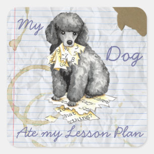 My Miniature Poodle Ate My Lesson Plan Square Sticker