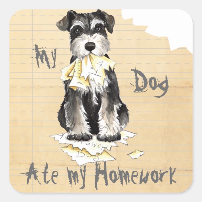 My Miniature Schnauzer Ate My Homework Square Sticker (Front)