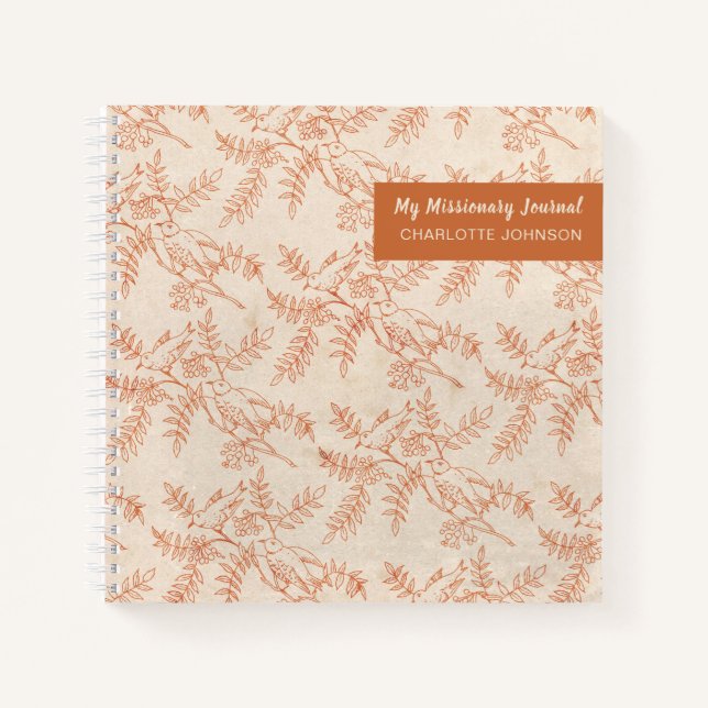 My Missionary Journal Pretty Birds Leaves Diary (Front)