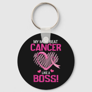 My Mom Beat Breast Cancer Like A Boss Warrior Keychain