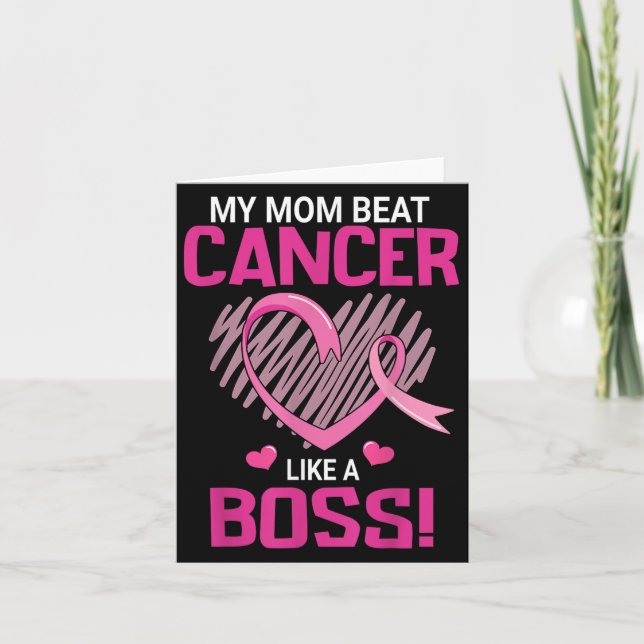 My Mom Beat Breast Cancer Like A Boss Warrior Surv Card (Front)