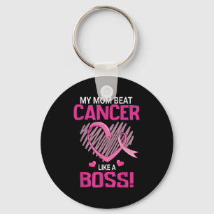 My Mom Beat Breast Cancer Like A Boss Warrior Surv Keychain