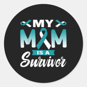 My Mom Is A Survivor Cervical Cancer Awareness Classic Round Sticker