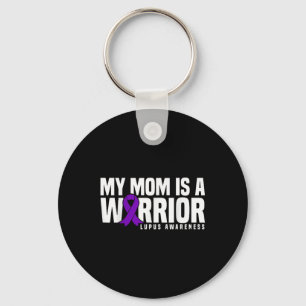 My Mom Is A Warrior Purple Ribbon Lupus Awareness  Keychain
