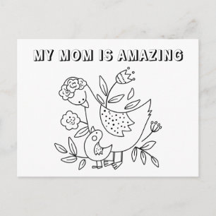 My Mom is Amazing - Colouring Postcard for Kids