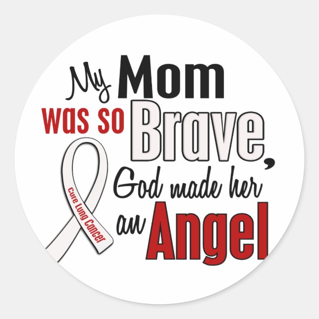 My Mom Is An Angel Lung Cancer Classic Round Sticker (Front)