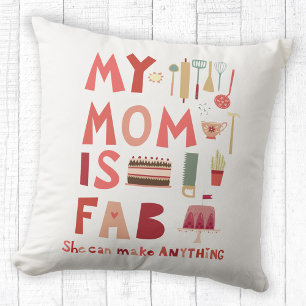 My Mom is Fab Modern Lettering Throw Pillow