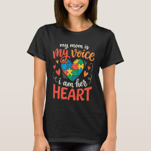 My Mom is My Voice I am Her Heart Puzzle Autism Aw T-Shirt