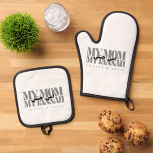 MY MOM MY JANNAH Personalized Gift for Muslim Mom Oven Mitt & Pot Holder Set