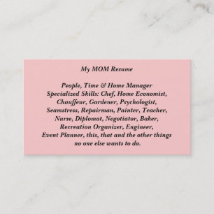 My Mom Resume Calling Card Card