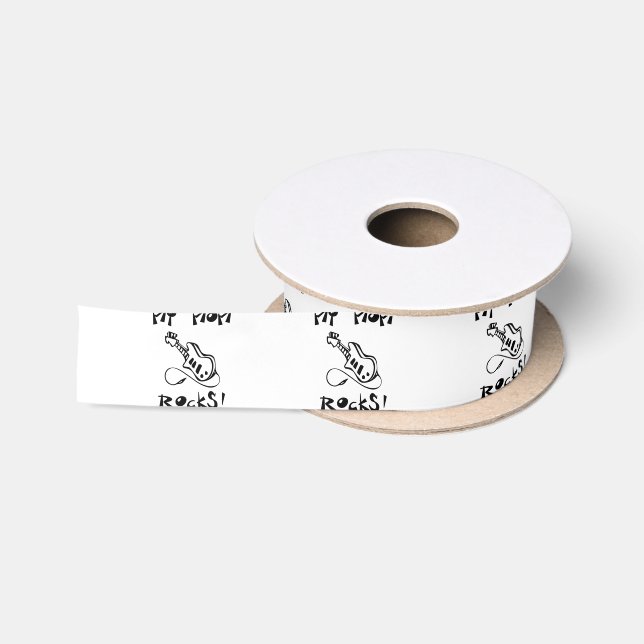 My Mom Rocks Guitar Satin Ribbon (Spool)